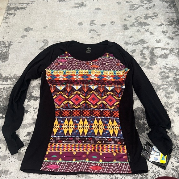 Hot chilly long sleeve scoop neck Aztec printed thermal - Picture 1 of 6